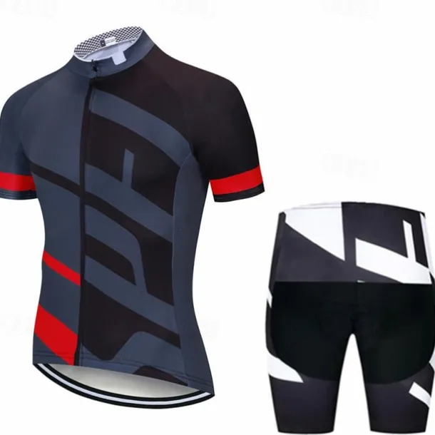 Men's Cycling Jersey with Shorts Short Sleeve Mountain Bike MTB Road Bike Cycling White Gray Bike Clothing Suit 3D Pad Breathable Quick Dry Back Pocket Polyester Spandex Sports Letter & Number