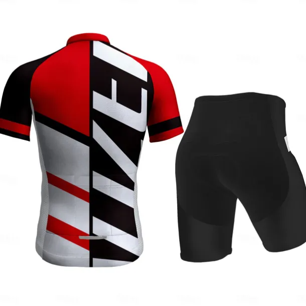 Men's Cycling Jersey with Shorts Short Sleeve Mountain Bike MTB Road Bike Cycling White Gray Bike Clothing Suit 3D Pad Breathable Quick Dry Back Pocket Polyester Spandex Sports Letter & Number