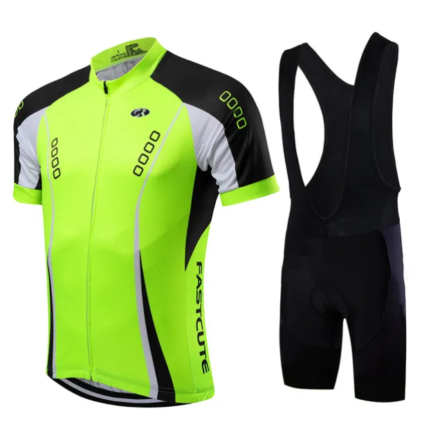 Men's Cycling Jersey with Bib Shorts Short Sleeve Mountain Bike MTB Road Bike Cycling Fall Yellow Light Green Red Bike Clothing Suit Breathable Quick Dry Back Pocket Lycra Sports Patterned Clothing