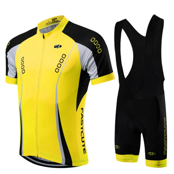 Men's Cycling Jersey with Bib Shorts Short Sleeve Mountain Bike MTB Road Bike Cycling Fall Yellow Light Green Red Bike Clothing Suit Breathable Quick Dry Back Pocket Lycra Sports Patterned Clothing