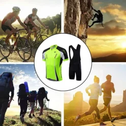 Men's Cycling Jersey with Bib Shorts Short Sleeve Mountain Bike MTB Road Bike Cycling Fall Yellow Light Green Red Bike Clothing Suit Breathable Quick Dry Back Pocket Lycra Sports Patterned Clothing