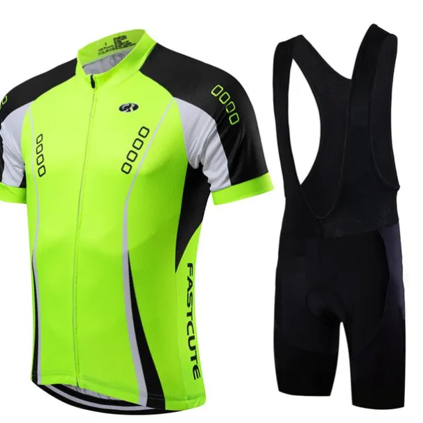Men's Cycling Jersey with Bib Shorts Short Sleeve Mountain Bike MTB Road Bike Cycling Fall Yellow Light Green Red Bike Clothing Suit Breathable Quick Dry Back Pocket Lycra Sports Patterned Clothing