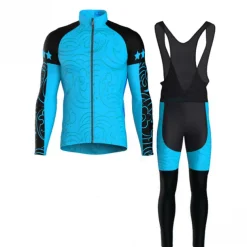 Men's Cycling Jersey with Bib Tights Long Sleeve Mountain Bike MTB Road Bike Cycling Yellow Red Blue Graphic Bike Clothing Suit 3D Pad Warm Back Pocket Polyester Spandex Sports Graphic Clothing