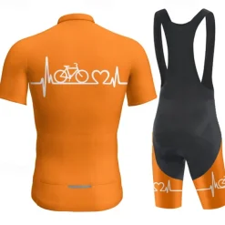 Men's Cycling Jersey with Bib Shorts Short Sleeve Mountain Bike MTB Road Bike Cycling Red Blue Orange Bike Clothing Suit 3D Pad Breathable Quick Dry Back Pocket Polyester Spandex Sports Letter