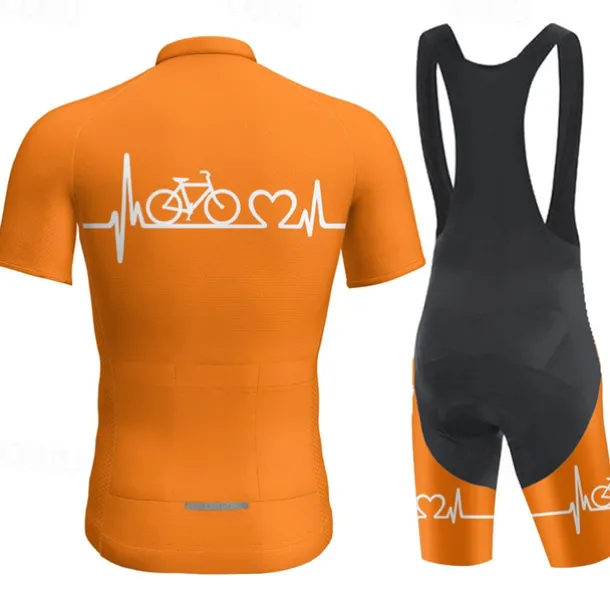 Men's Cycling Jersey with Bib Shorts Short Sleeve Mountain Bike MTB Road Bike Cycling Red Blue Orange Bike Clothing Suit 3D Pad Breathable Quick Dry Back Pocket Polyester Spandex Sports Letter