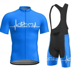 Men's Cycling Jersey with Bib Shorts Short Sleeve Mountain Bike MTB Road Bike Cycling Red Blue Orange Bike Clothing Suit 3D Pad Breathable Quick Dry Back Pocket Polyester Spandex Sports Letter
