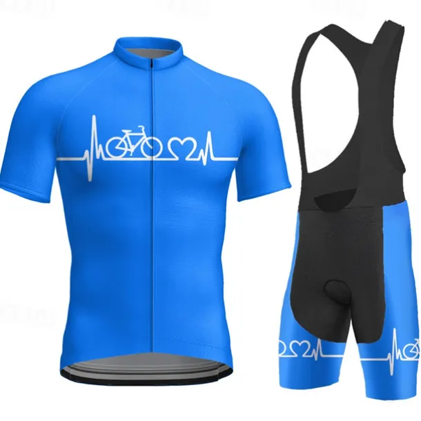 Men's Cycling Jersey with Bib Shorts Short Sleeve Mountain Bike MTB Road Bike Cycling Red Blue Orange Bike Clothing Suit 3D Pad Breathable Quick Dry Back Pocket Polyester Spandex Sports Letter