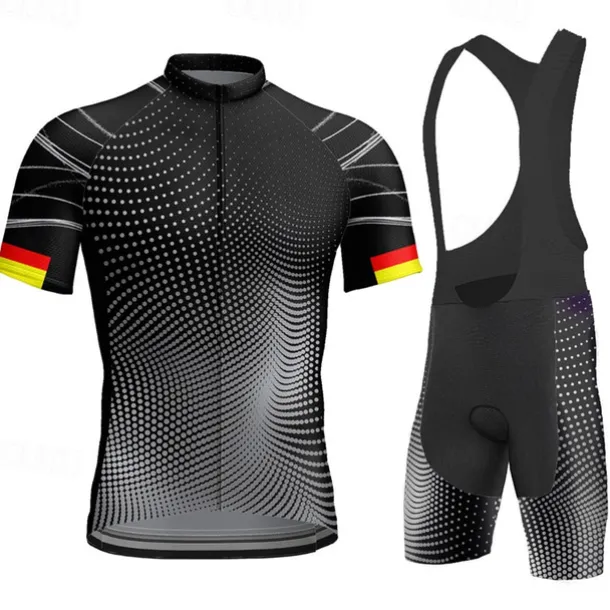 Men's Cycling Jersey with Bib Shorts Short Sleeve Mountain Bike MTB Road Bike Cycling Black Blue Purple Bike Clothing Suit 3D Pad Breathable Quick Dry Back Pocket Polyester Spandex Sports Geometric