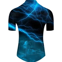 Men's Cycling Jersey with Shorts Short Sleeve Mountain Bike MTB Road Bike Cycling Red Green Black Blue Gradient Lightning 3D Bike Clothing Suit 3D Pad Breathable Quick Dry Ultraviolet Resistant