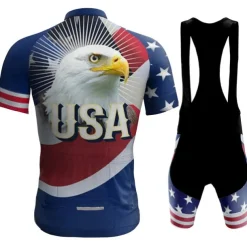 Men's Cycling Jersey with Bib Shorts Short Sleeve Mountain Bike MTB Road Bike Cycling Red Navy Blue Royal Blue Austria Bike Clothing Suit 3D Pad Breathable Quick Dry Back Pocket Polyester Spandex