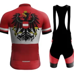 Men's Cycling Jersey with Bib Shorts Short Sleeve Mountain Bike MTB Road Bike Cycling Red Navy Blue Royal Blue Austria Bike Clothing Suit 3D Pad Breathable Quick Dry Back Pocket Polyester Spandex