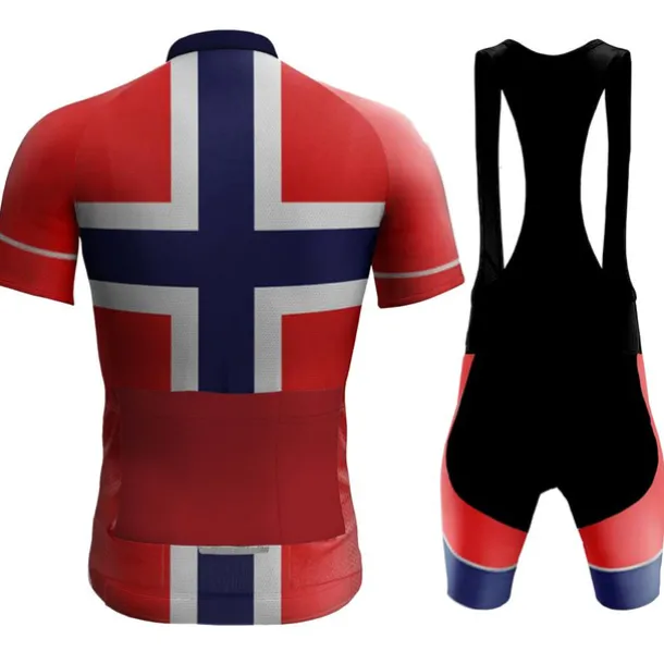 Men's Cycling Jersey with Bib Shorts Short Sleeve Mountain Bike MTB Road Bike Cycling Red Navy Blue Royal Blue Austria Bike Clothing Suit 3D Pad Breathable Quick Dry Back Pocket Polyester Spandex
