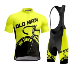 Men's Cycling Jersey with Bib Shorts Short Sleeve Yellow Red Royal Blue Bike Clothing Suit 3D Pad Breathable Quick Dry Back Pocket Polyester Spandex Lycra Sports Graphic Geometric Clothing Apparel