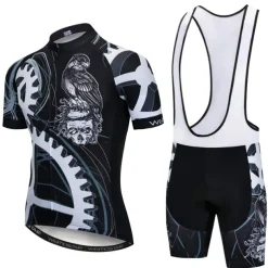 Men's Cycling Jersey with Bib Shorts Short Sleeve Mountain Bike MTB Road Bike Cycling Black Yellow Red Gear Bike Clothing Suit 3D Pad Breathable Quick Dry Reflective Strips Back Pocket Polyester