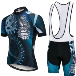 Men's Cycling Jersey with Bib Shorts Short Sleeve Mountain Bike MTB Road Bike Cycling Black Yellow Red Gear Bike Clothing Suit 3D Pad Breathable Quick Dry Reflective Strips Back Pocket Polyester