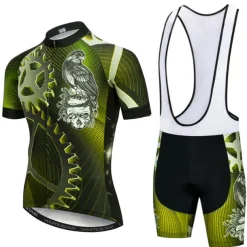Men's Cycling Jersey with Bib Shorts Short Sleeve Mountain Bike MTB Road Bike Cycling Black Yellow Red Gear Bike Clothing Suit 3D Pad Breathable Quick Dry Reflective Strips Back Pocket Polyester