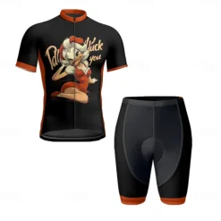 Men's Cycling Jersey with Shorts Cartoon Short Sleeve Bike Clothing Suit with 3 Rear Pockets Mountain Bike MTB Road Bike Cycling Front Zipper Sweat wicking Comfortable Breathable Sports Black White
