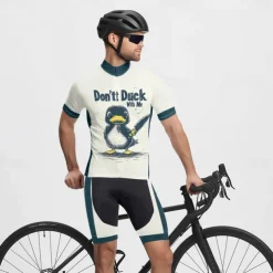 Men's Cycling Jersey with Shorts Cartoon Short Sleeve Bike Clothing Suit with 3 Rear Pockets Mountain Bike MTB Road Bike Cycling Front Zipper Sweat wicking Comfortable Breathable Sports Black White