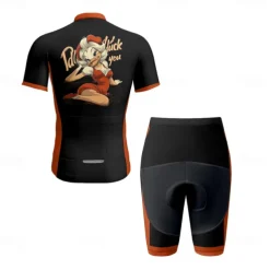 Men's Cycling Jersey with Shorts Cartoon Short Sleeve Bike Clothing Suit with 3 Rear Pockets Mountain Bike MTB Road Bike Cycling Front Zipper Sweat wicking Comfortable Breathable Sports Black White