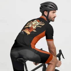 Men's Cycling Jersey with Shorts Cartoon Short Sleeve Bike Clothing Suit with 3 Rear Pockets Mountain Bike MTB Road Bike Cycling Front Zipper Sweat wicking Comfortable Breathable Sports Black White