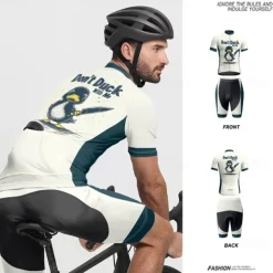 Men's Cycling Jersey with Shorts Cartoon Short Sleeve Bike Clothing Suit with 3 Rear Pockets Mountain Bike MTB Road Bike Cycling Front Zipper Sweat wicking Comfortable Breathable Sports Black White