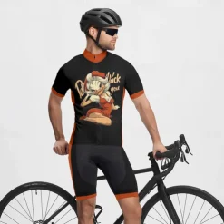 Men's Cycling Jersey with Shorts Cartoon Short Sleeve Bike Clothing Suit with 3 Rear Pockets Mountain Bike MTB Road Bike Cycling Front Zipper Sweat wicking Comfortable Breathable Sports Black White