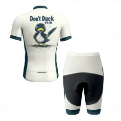 Men's Cycling Jersey with Shorts Cartoon Short Sleeve Bike Clothing Suit with 3 Rear Pockets Mountain Bike MTB Road Bike Cycling Front Zipper Sweat wicking Comfortable Breathable Sports Black White