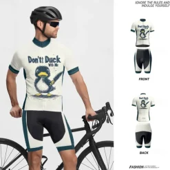 Men's Cycling Jersey with Shorts Cartoon Short Sleeve Bike Clothing Suit with 3 Rear Pockets Mountain Bike MTB Road Bike Cycling Front Zipper Sweat wicking Comfortable Breathable Sports Black White