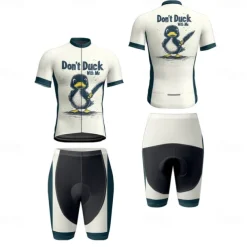 Men's Cycling Jersey with Shorts Cartoon Short Sleeve Bike Clothing Suit with 3 Rear Pockets Mountain Bike MTB Road Bike Cycling Front Zipper Sweat wicking Comfortable Breathable Sports Black White