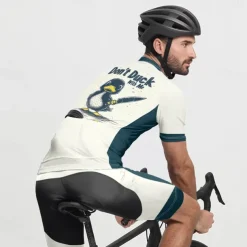 Men's Cycling Jersey with Shorts Cartoon Short Sleeve Bike Clothing Suit with 3 Rear Pockets Mountain Bike MTB Road Bike Cycling Front Zipper Sweat wicking Comfortable Breathable Sports Black White