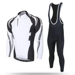 Men's Cycling Jersey with Bib Tights Long Sleeve Mountain Bike MTB Road Bike Cycling Winter Black Yellow Red Bike Pants / Trousers Jersey Bib Tights Thermal Warm Fleece Lining Windproof 3D Pad