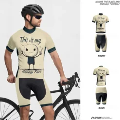 Men's Cycling Jersey with Shorts Graffiti Short Sleeve Bike Clothing Suit with 3 Rear Pockets Mountain Bike MTB Road Bike Cycling Front Zipper Sweat wicking Comfortable Breathable Sports Khaki
