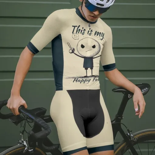 Men's Cycling Jersey with Shorts Graffiti Short Sleeve Bike Clothing Suit with 3 Rear Pockets Mountain Bike MTB Road Bike Cycling Front Zipper Sweat wicking Comfortable Breathable Sports Khaki