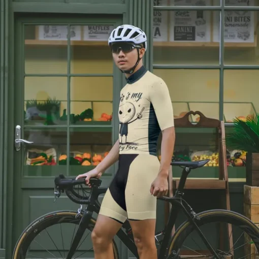 Men's Cycling Jersey with Shorts Graffiti Short Sleeve Bike Clothing Suit with 3 Rear Pockets Mountain Bike MTB Road Bike Cycling Front Zipper Sweat wicking Comfortable Breathable Sports Khaki