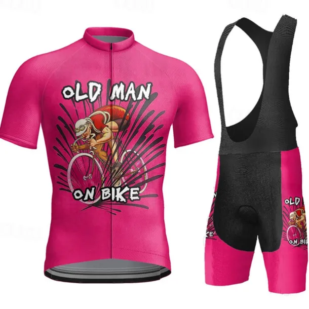 Men's Cycling Jersey with Bib Shorts Short Sleeve Mountain Bike MTB Road Bike Cycling Yellow Pink Red Graphic Bike Clothing Suit 3D Pad Breathable Quick Dry Back Pocket Polyester Spandex Sports