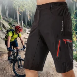 Men's Cycling MTB Shorts Bike Shorts Bike Shorts Baggy Shorts Mountain Bike MTB Road Bike Cycling Sports Breathable Quick Dry Lightweight Reflective Strips Black with red Black Clothing Apparel Bike