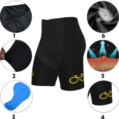 Men's Cycling Road Shorts Bike Shorts Cycling Padded Shorts Bike Shorts Padded Shorts / Chamois Mountain Bike MTB Road Bike Cycling Sports Graphic 3D Pad Cycling Breathable Quick Dry Black Yellow
