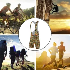 Men's Cycling Road Shorts Cycling Bib Shorts Graphic Bike Bib Shorts Bottoms with 3 Rear Pockets Mountain Bike MTB Road Bike Cycling 3D Pad Cycling Quick Dry Moisture Wicking Sports Yellow Clothing