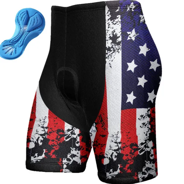 Men's Cycling Shorts Bike Padded Shorts / Chamois Bottoms Mountain Bike MTB Road Bike Cycling Sports Graphic National Flag 3D Pad Cycling Breathable Quick Dry Red Blue Polyester Spandex Clothing