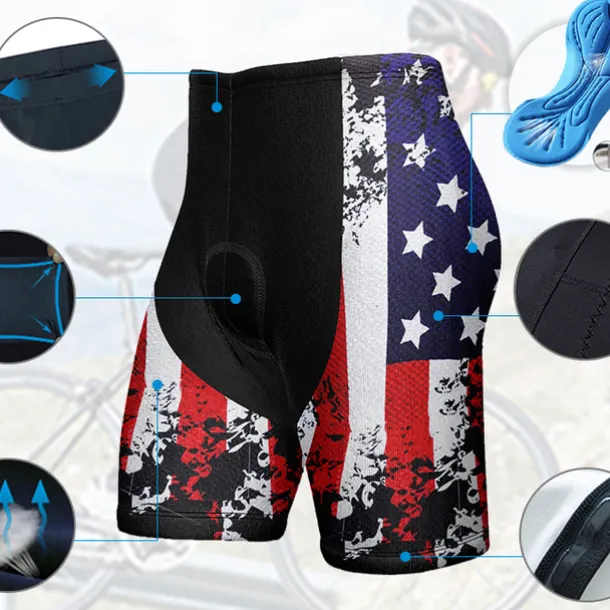 Men's Cycling Shorts Bike Padded Shorts / Chamois Bottoms Mountain Bike MTB Road Bike Cycling Sports Graphic National Flag 3D Pad Cycling Breathable Quick Dry Red Blue Polyester Spandex Clothing