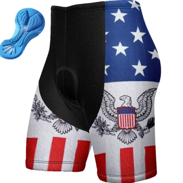 Men's Cycling Shorts Bike Padded Shorts / Chamois Bottoms Mountain Bike MTB Road Bike Cycling Sports Graphic National Flag 3D Pad Cycling Breathable Quick Dry Red Blue Polyester Spandex Clothing
