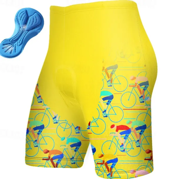 Men's Cycling Shorts Bike Padded Shorts / Chamois Bottoms Mountain Bike MTB Road Bike Cycling Sports Graphic 3D Pad Breathable Quick Dry Moisture Wicking Black Yellow Polyester Spandex Clothing