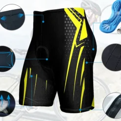 Men's Cycling Shorts Bike Padded Shorts / Chamois Bottoms Mountain Bike MTB Road Bike Cycling Sports Geometic 3D Pad Breathable Quick Dry Moisture Wicking Yellow Red Polyester Spandex Clothing Apparel