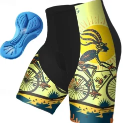 Men's Cycling Shorts Bike Padded Shorts / Chamois Bottoms Mountain Bike MTB Road Bike Cycling Sports Graphic 3D Pad Breathable Quick Dry Moisture Wicking Yellow Pink Polyester Spandex Clothing Apparel