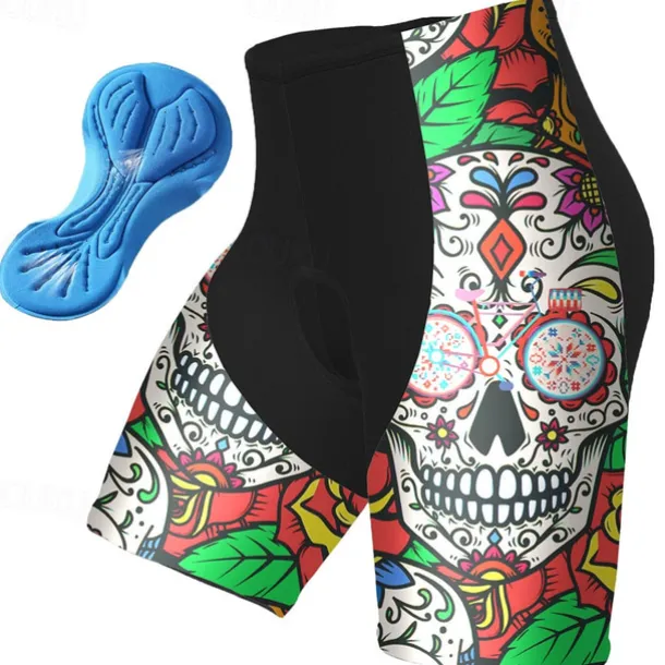 Men's Cycling Shorts Bike Padded Shorts / Chamois Bottoms Mountain Bike MTB Road Bike Cycling Sports Graphic Skull 3D Pad Cycling Breathable Quick Dry Pink Red Polyester Spandex Clothing Apparel Bike