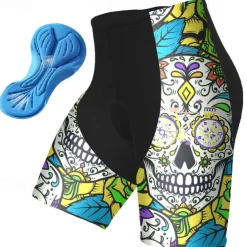 Men's Cycling Shorts Bike Padded Shorts / Chamois Bottoms Mountain Bike MTB Road Bike Cycling Sports Graphic Skull 3D Pad Cycling Breathable Quick Dry Pink Red Polyester Spandex Clothing Apparel Bike