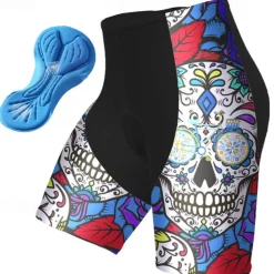 Men's Cycling Shorts Bike Padded Shorts / Chamois Bottoms Mountain Bike MTB Road Bike Cycling Sports Graphic Skull 3D Pad Cycling Breathable Quick Dry Pink Red Polyester Spandex Clothing Apparel Bike