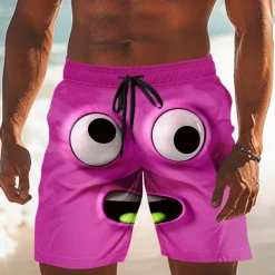Men's 3D Cartoon Smile Face Swim Trunks Swim Shorts Board Shorts Mid Waist Funny Outdoor Vacation Dailywear Side Pockets Mesh Lining Elastic Drawstring Waist Designer Clothing Apparel