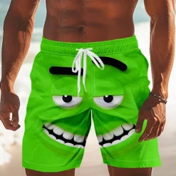 Men's 3D Cartoon Smile Face Swim Trunks Swim Shorts Board Shorts Mid Waist Funny Outdoor Vacation Dailywear Side Pockets Mesh Lining Elastic Drawstring Waist Designer Clothing Apparel
