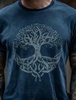 Men's 3D Celtics Tree Of Life T Shirt Short Sleeve T shirt 3D Print Crew Neck Shirt Viking Designer Party Street Black Blue Dark Blue Summer Spring Clothing Apparel S M L XL XXL XXXL